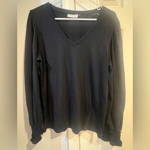 78&Sunny V-Neck Long Sleeve Textured Tee with Elastic Cuffs